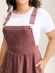 Overall Straps Textured Midi Dress