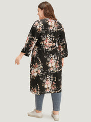 Boho Print Belted Open Front Kimono
