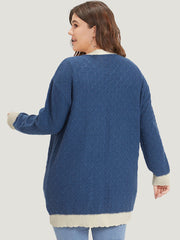 Two Tone Textured Button Through Cardigan