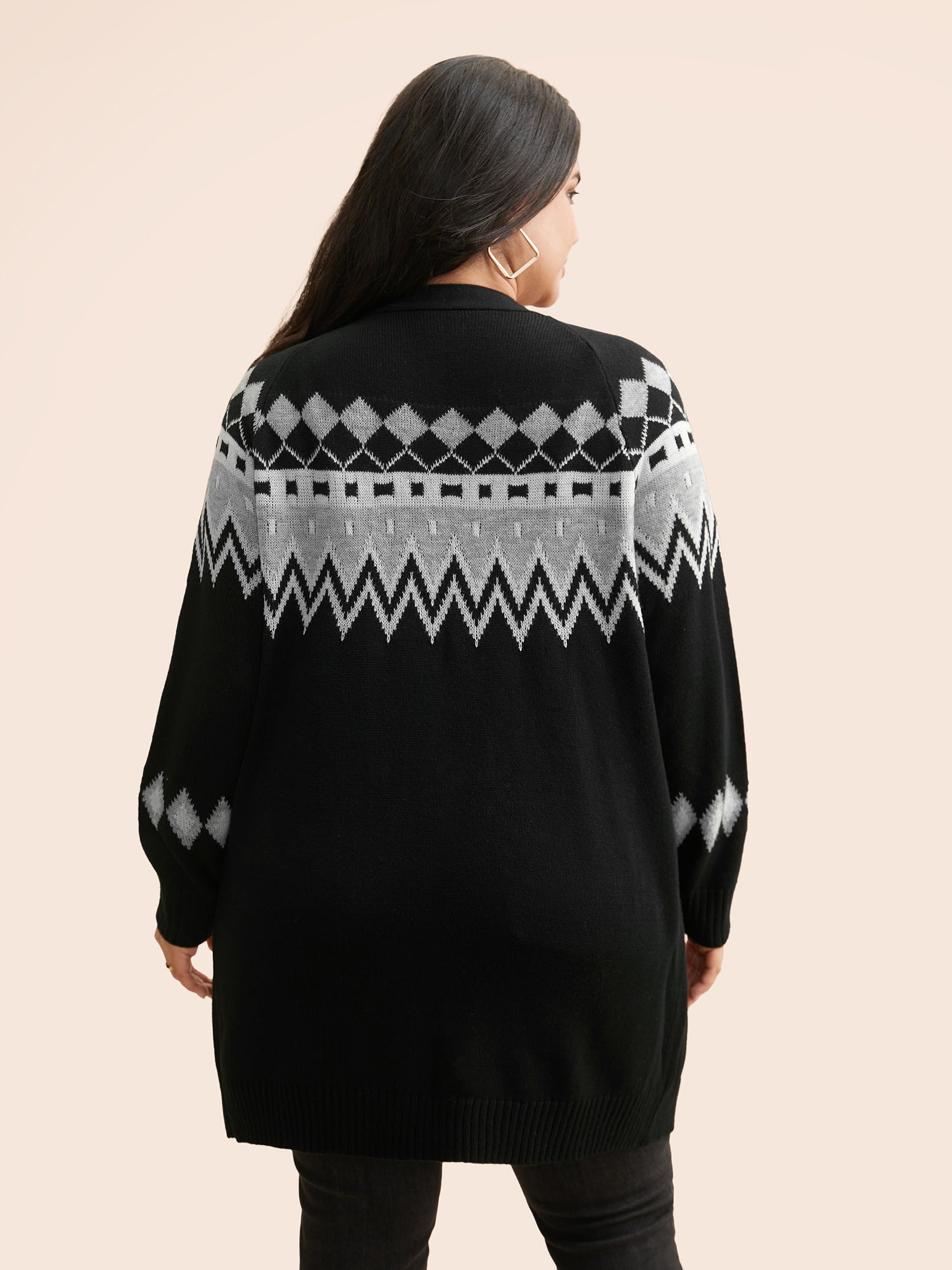 Bandana Geometric Raglan Sleeve Cardigan