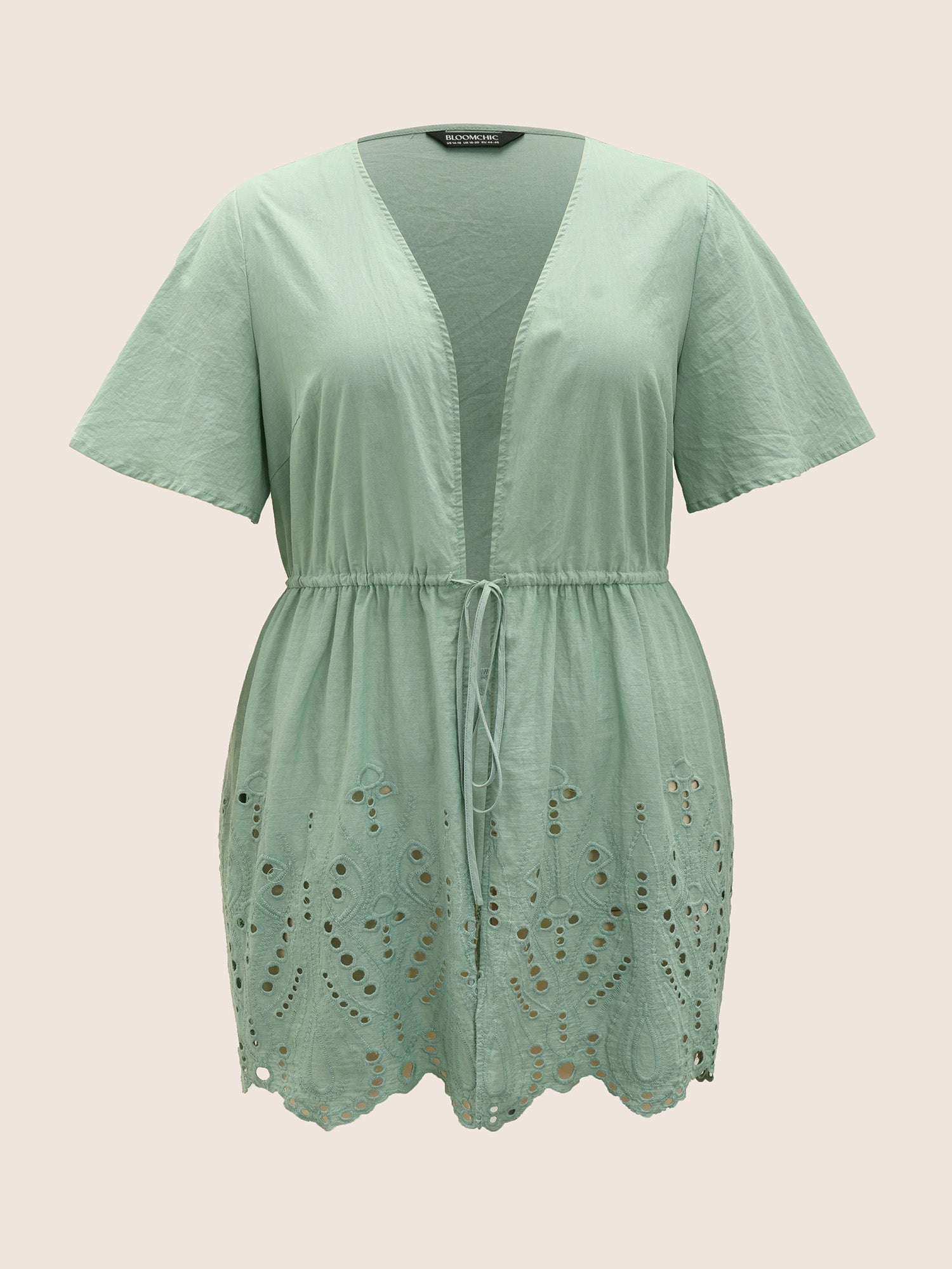 Plain Broderie Anglaise Drawstring Kimono