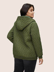 Solid Pocket Texture Lined Quilted Jacket