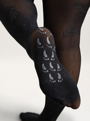 Sheer Leaf Pattern Silk Tights
