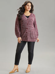 Heather Patched Pocket Open Front Cardigan
