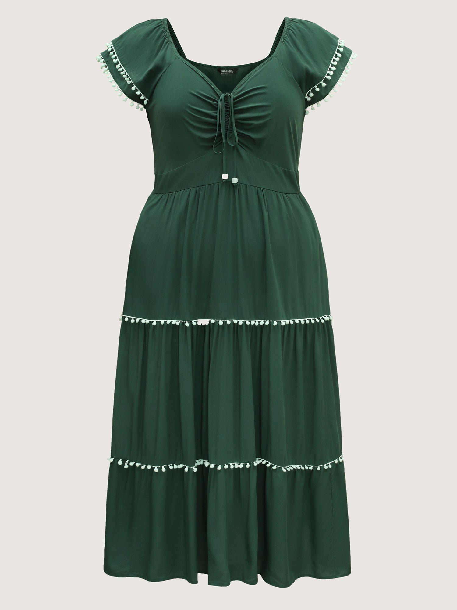 Ruffled Sweetheart Neck Tiered Midi Dress