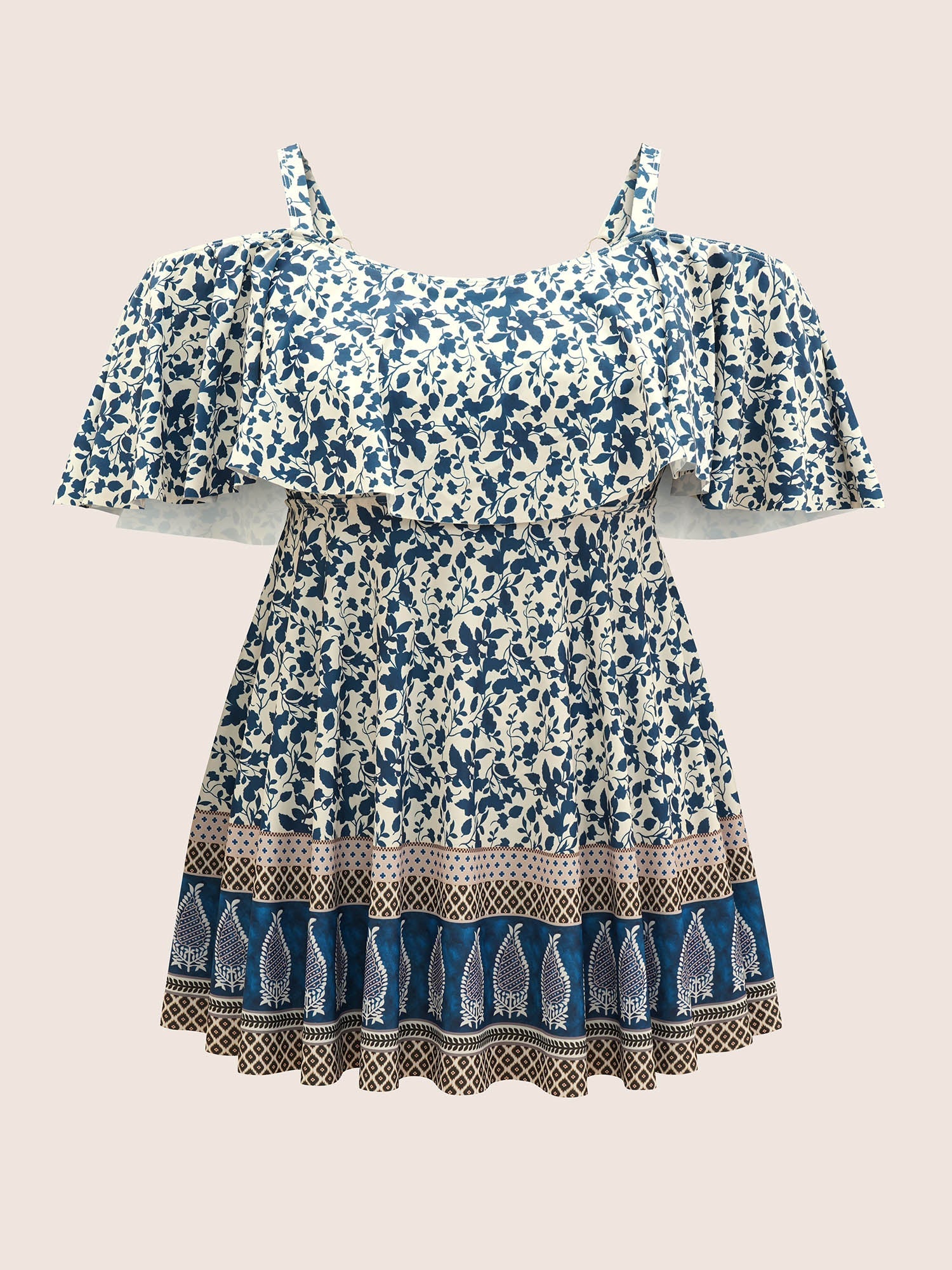 Bandana Print Cold Shoulder Swim Dress