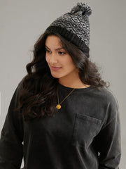 Geo Graphic Patchwork Fuzzy Hat