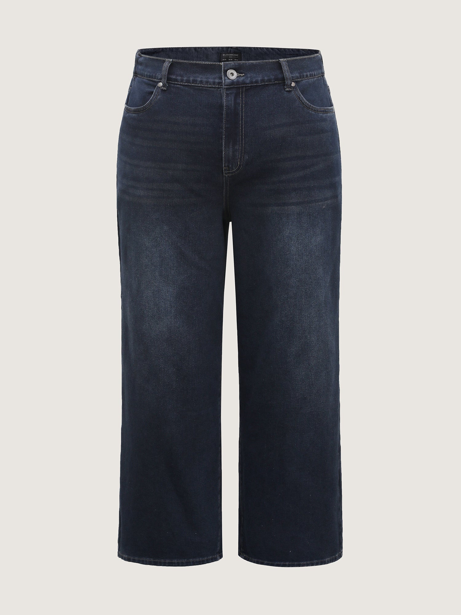 Stretchy Waist Retro Wash Wide-Leg Jeans