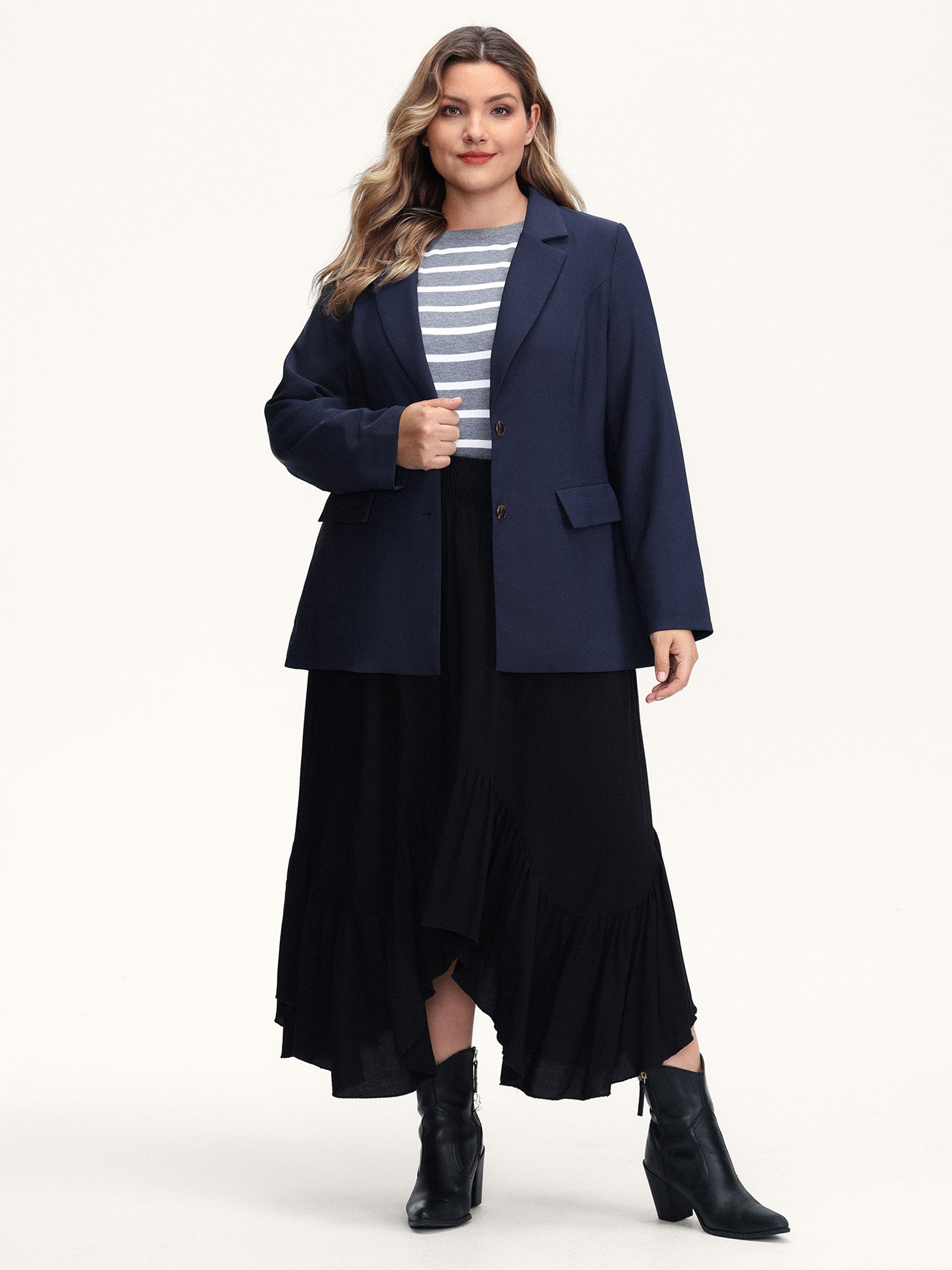 Bowknot Back Split Hem Contrast Blazer