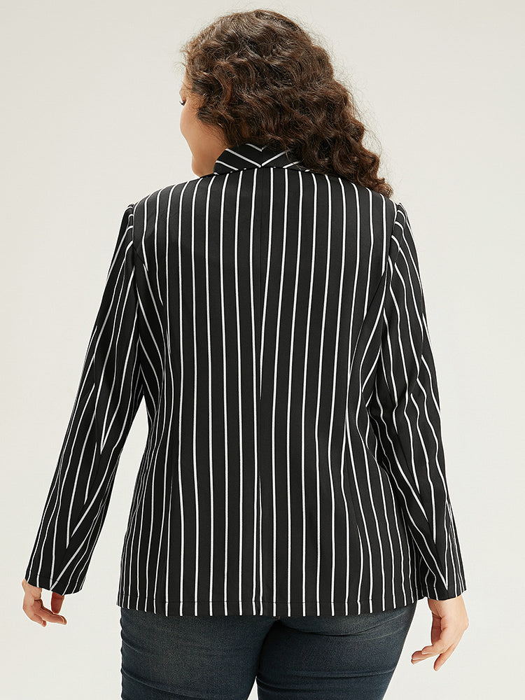 Striped Suit Collar Button Up Blazer