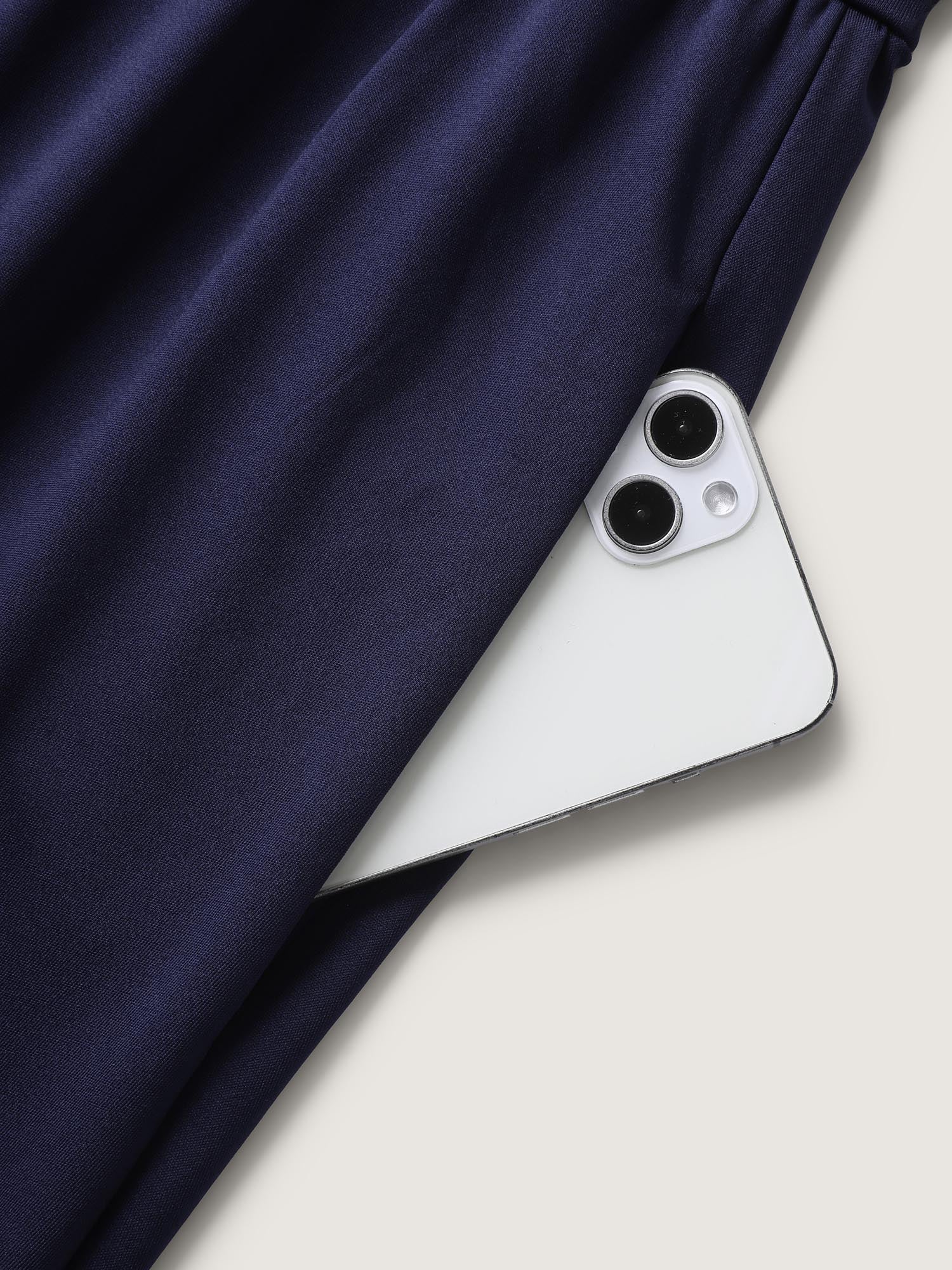 Stretchy Waist Overlap Pockets Midi Dress