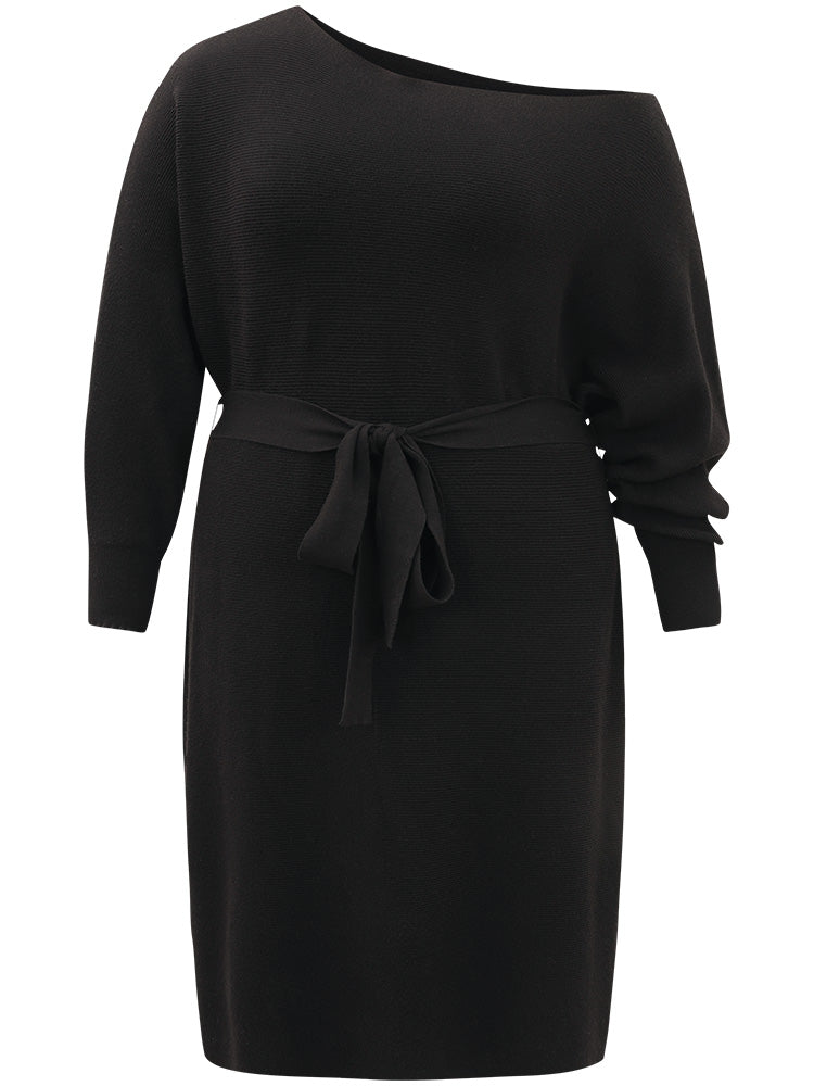 Supersoft Essentials Boat Neck Belted Sweater Dress