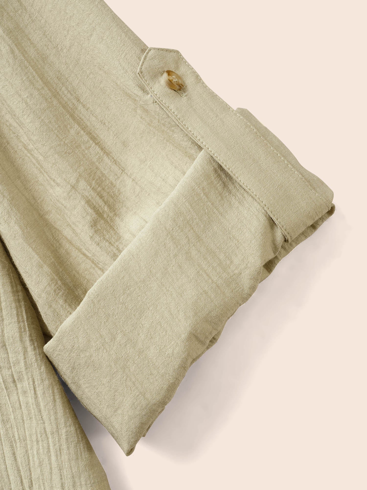 Solid Patched Pocket Tab Sleeve Blouse