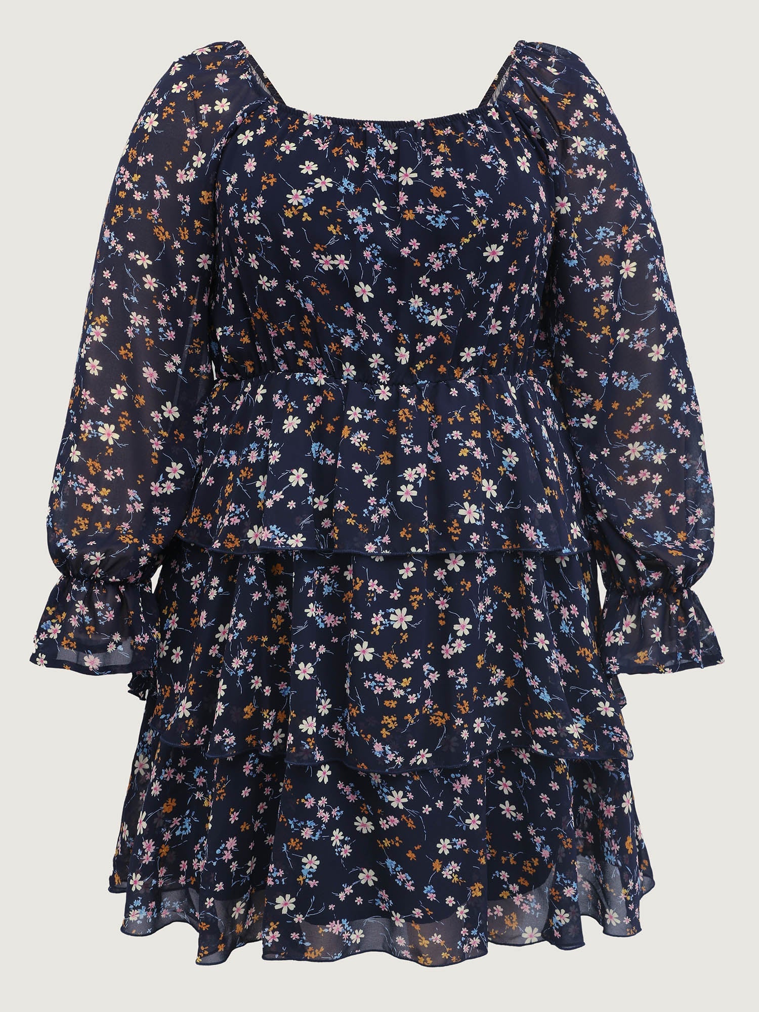 Chiffon Floral Sweetheart Neckline Mini Dress