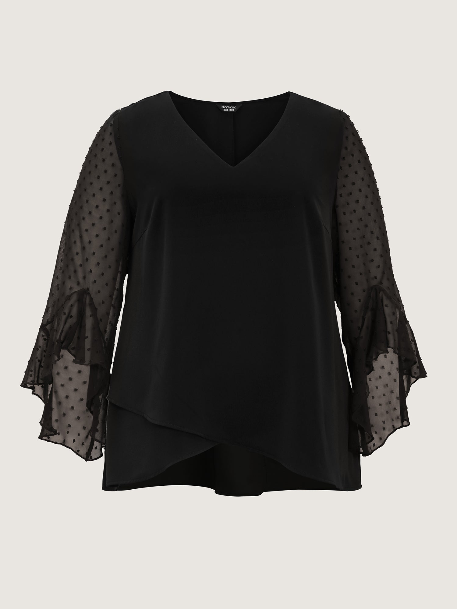 Sheer Polka Dots Sleeve Knit Top