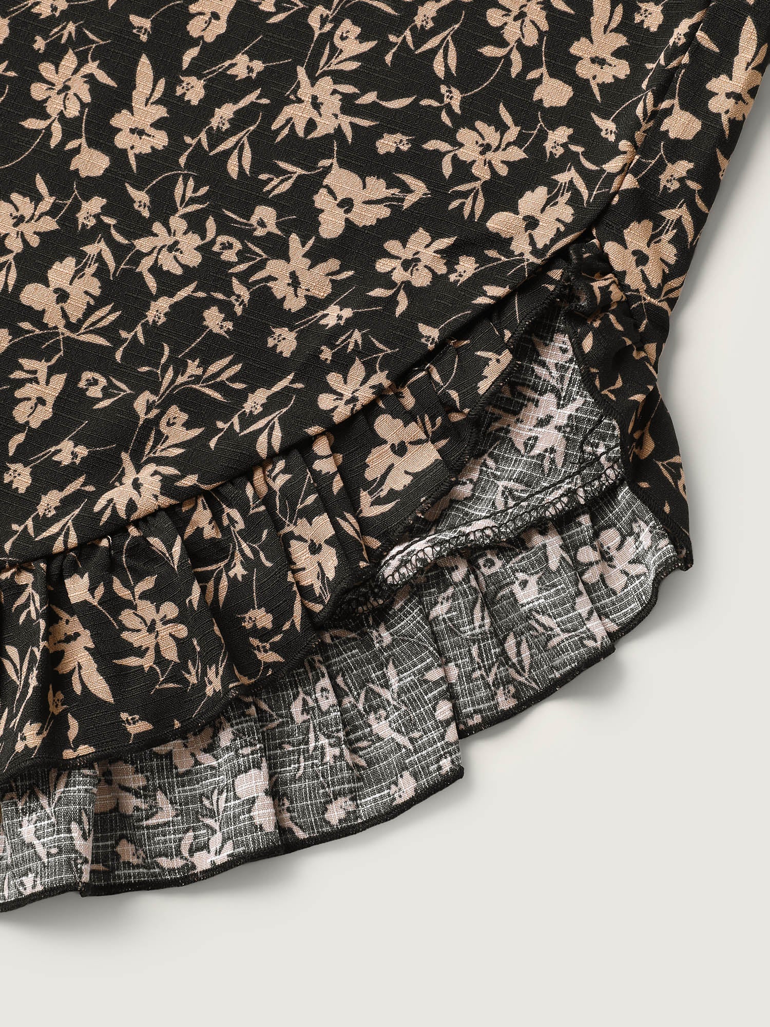 Floral Print Ruffled Asymmetrical Hem Pants