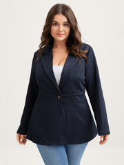 Textured Waist-Defining Solid Blazer