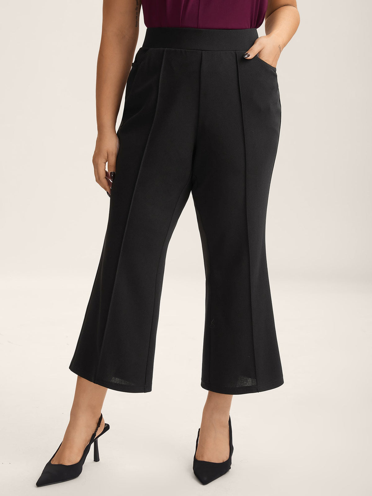 Seamed Bootcut Mid-Rise Pants
