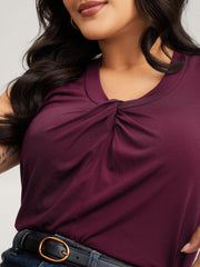 Solid Asymmetrical Neck Twist Front Tank Top