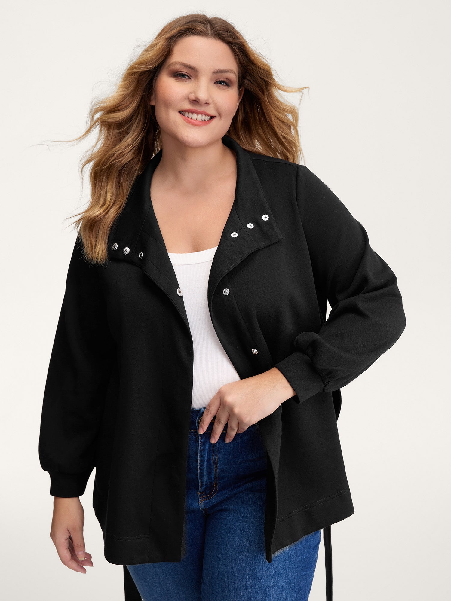 Supersoft Belted Button Adjustable Jacket