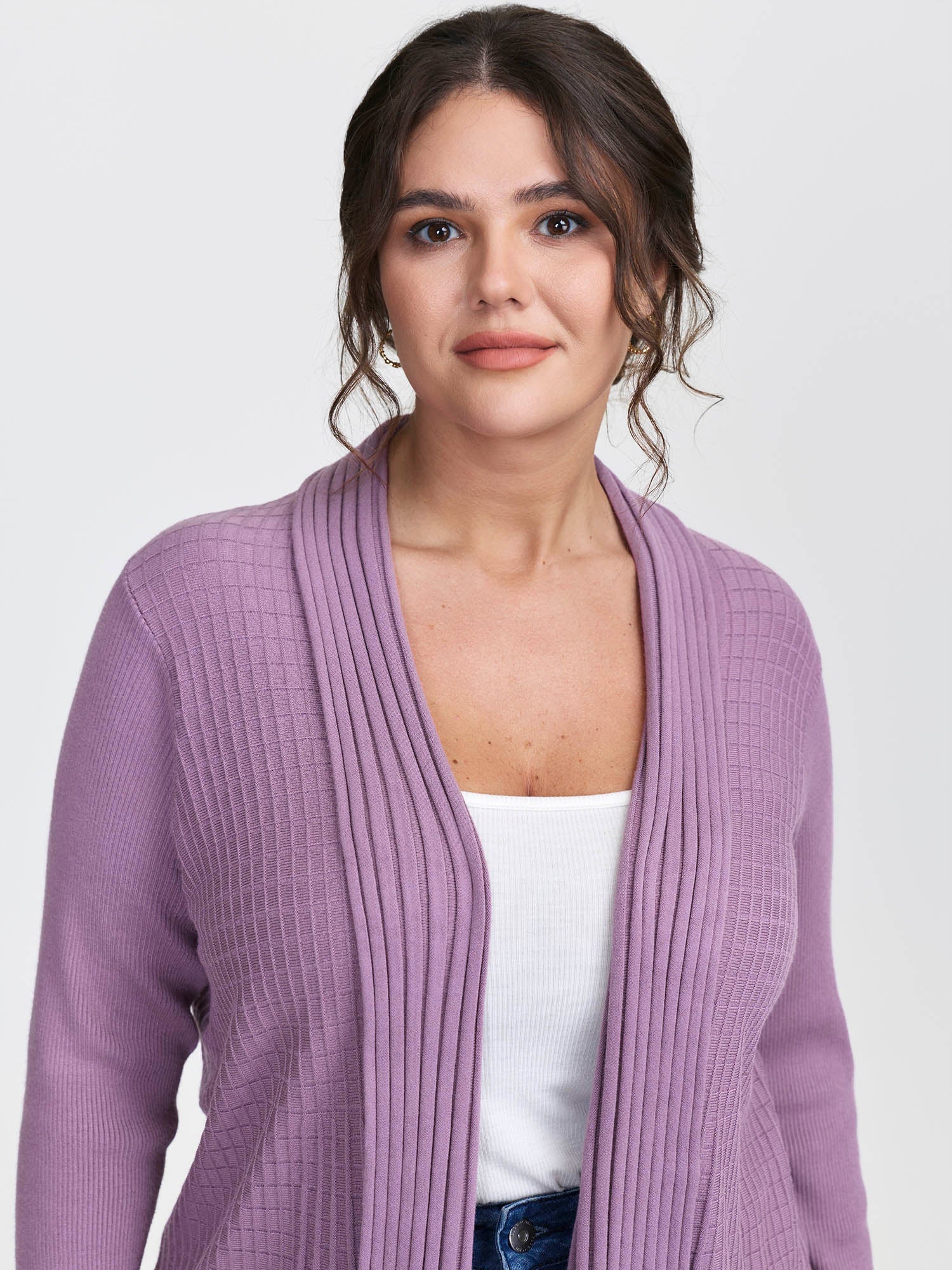 Shawl Collar Textured A-Line Cardigan