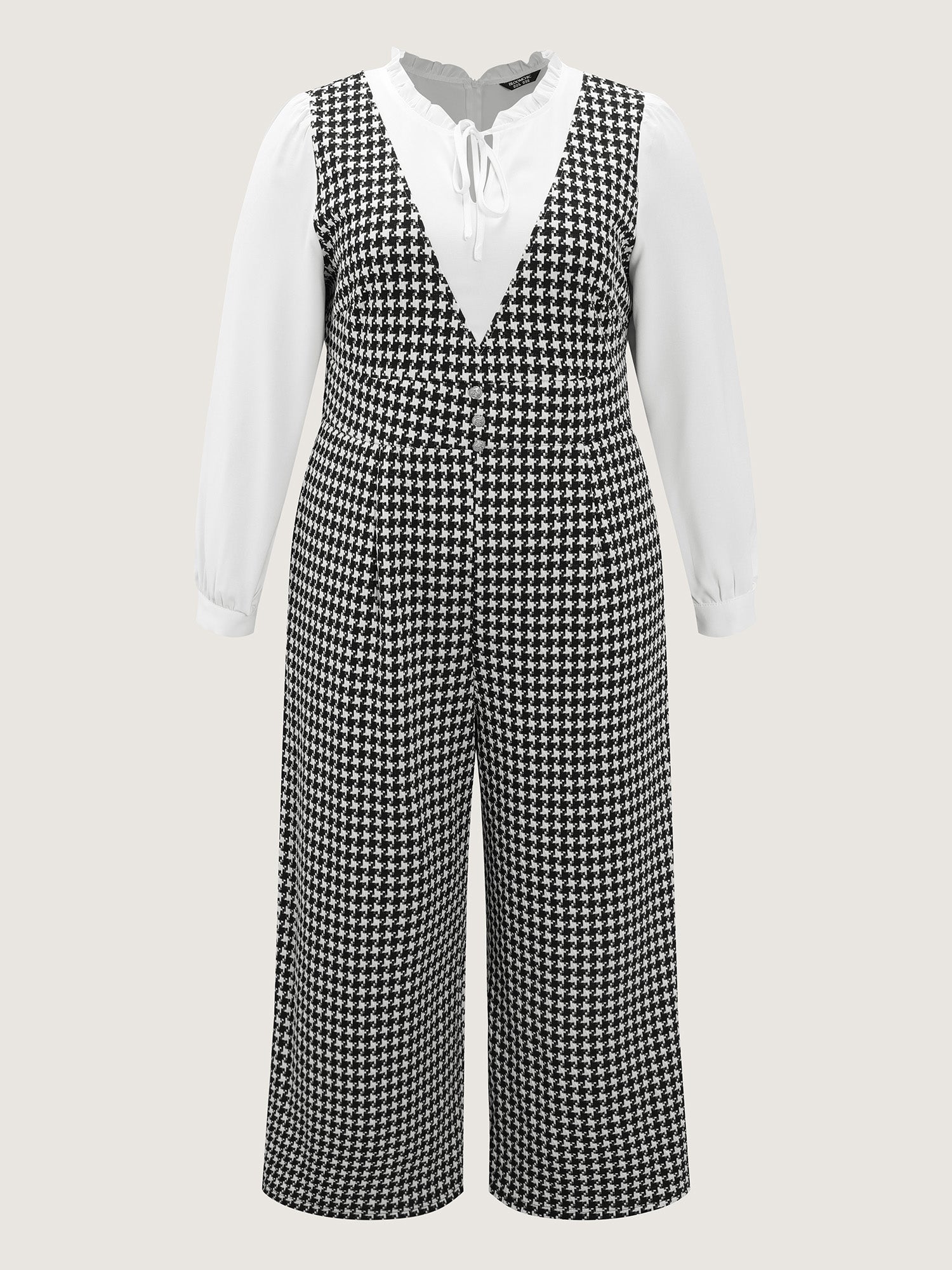 2-In-1 Houndstooth Wide-Leg Jumpsuit