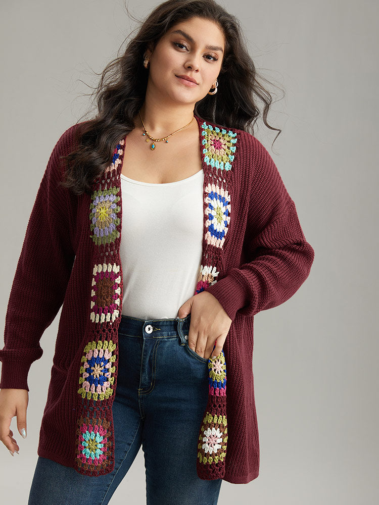 Floral Embroidered Open Front Cardigan