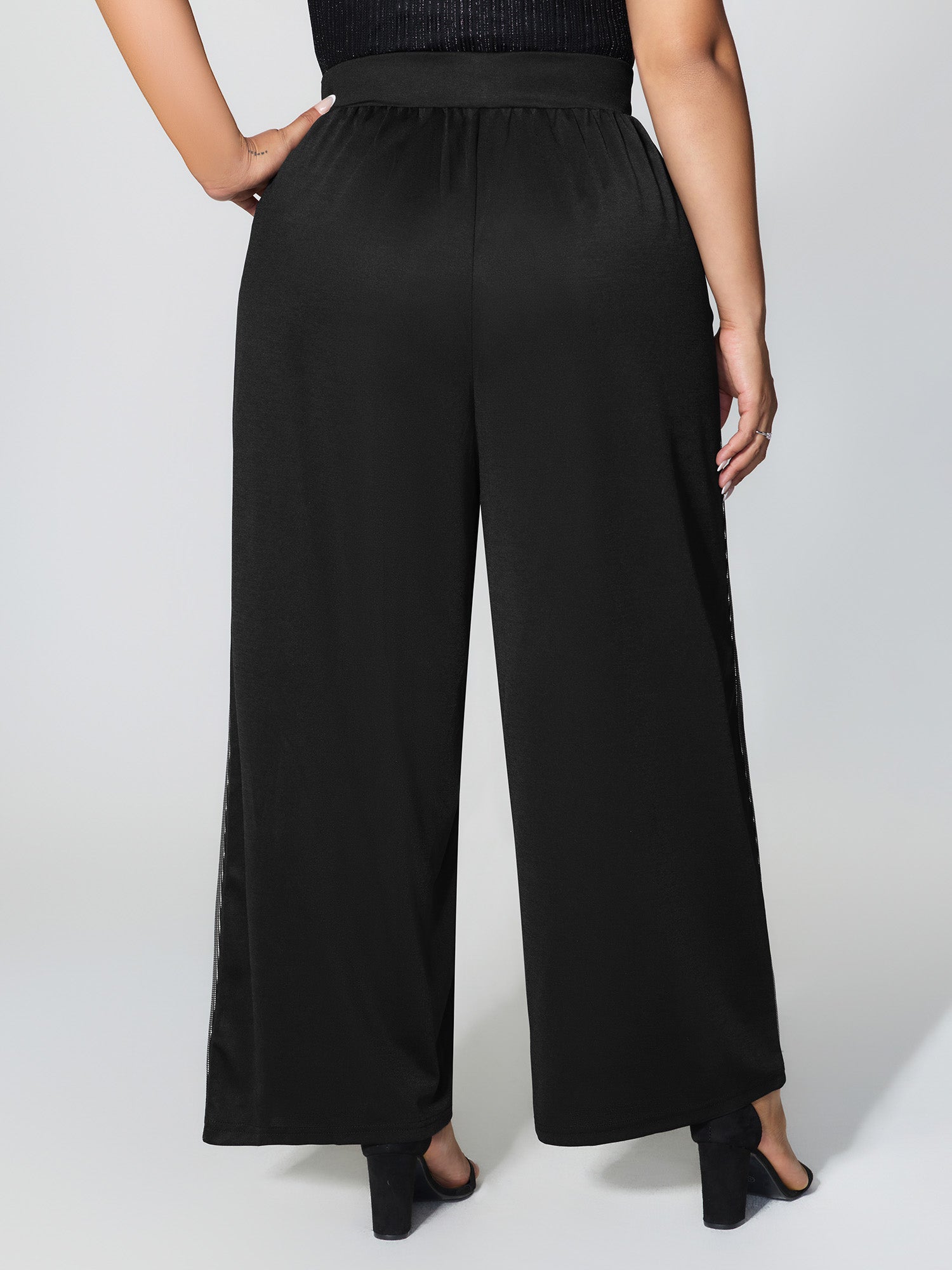 Sequin Stretchy Color Contrast Pants