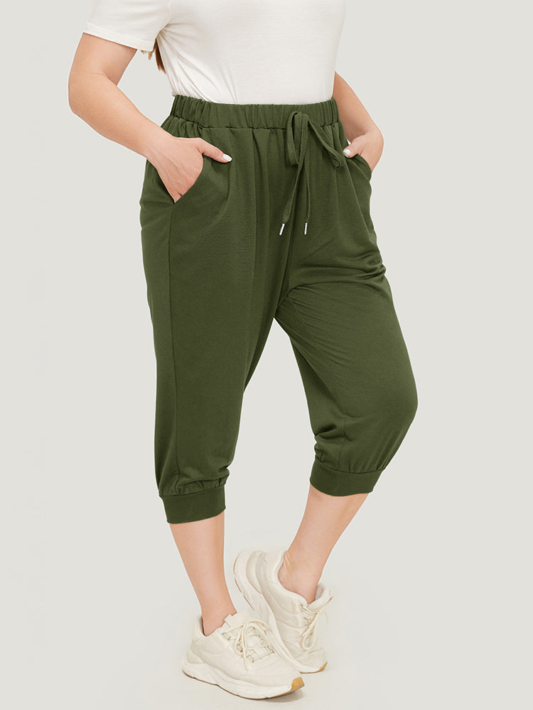 Solid Knot Front Pocket Carrot Pants