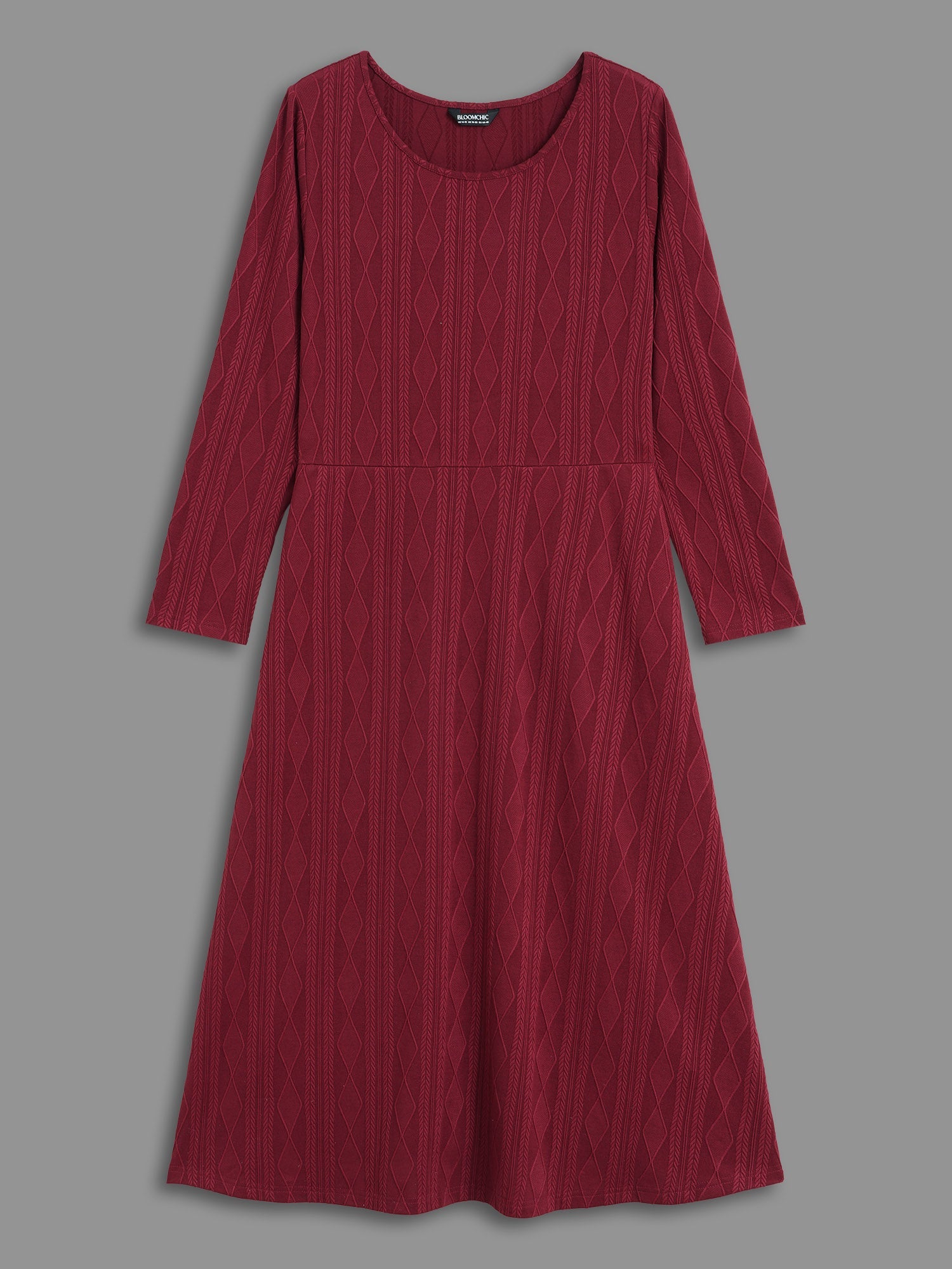 Textured Knit Fit-And-Flare Midi Dress