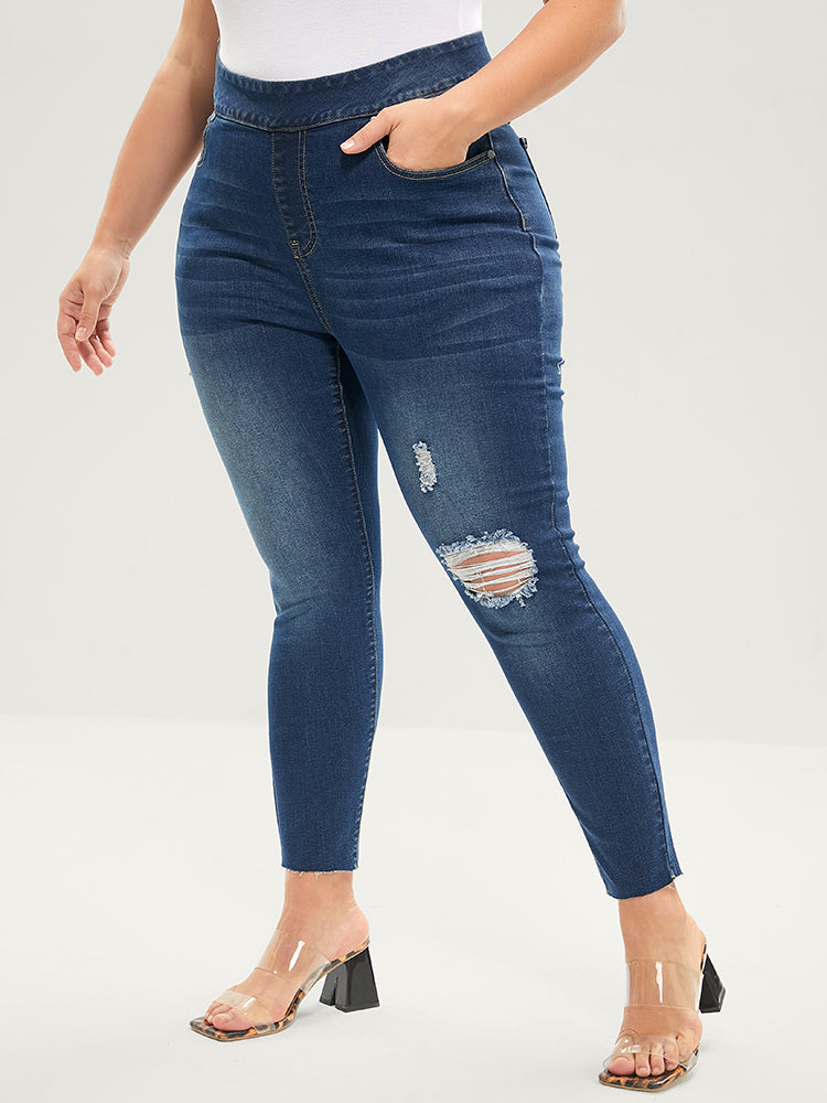 Skinny Very Stretchy  High Rise Medium Wash Sculpt Waist Jeans