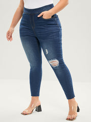 Skinny Very Stretchy  High Rise Medium Wash Sculpt Waist Jeans