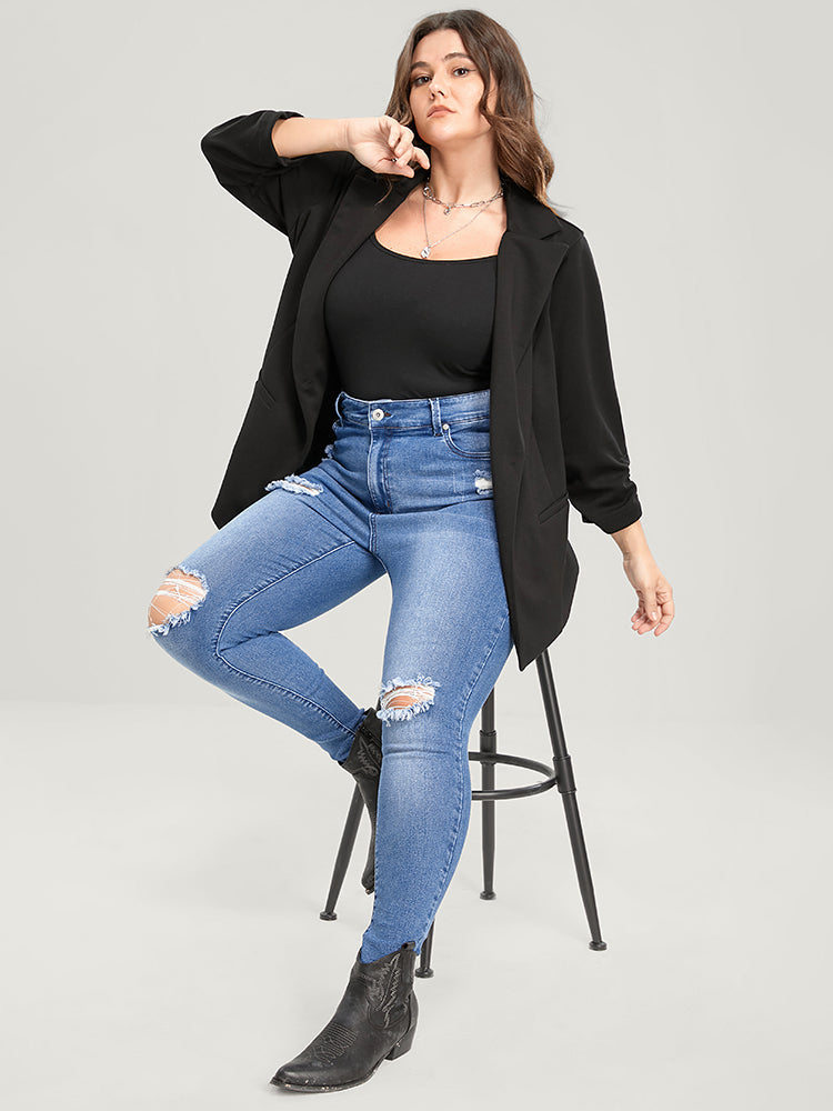 Skinny Very Stretchy High Rise Asymmetrical Distressed Jeans