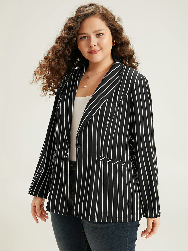 Striped Suit Collar Button Up Blazer