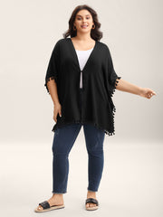 Backless Front-Tie Tassels Kimono