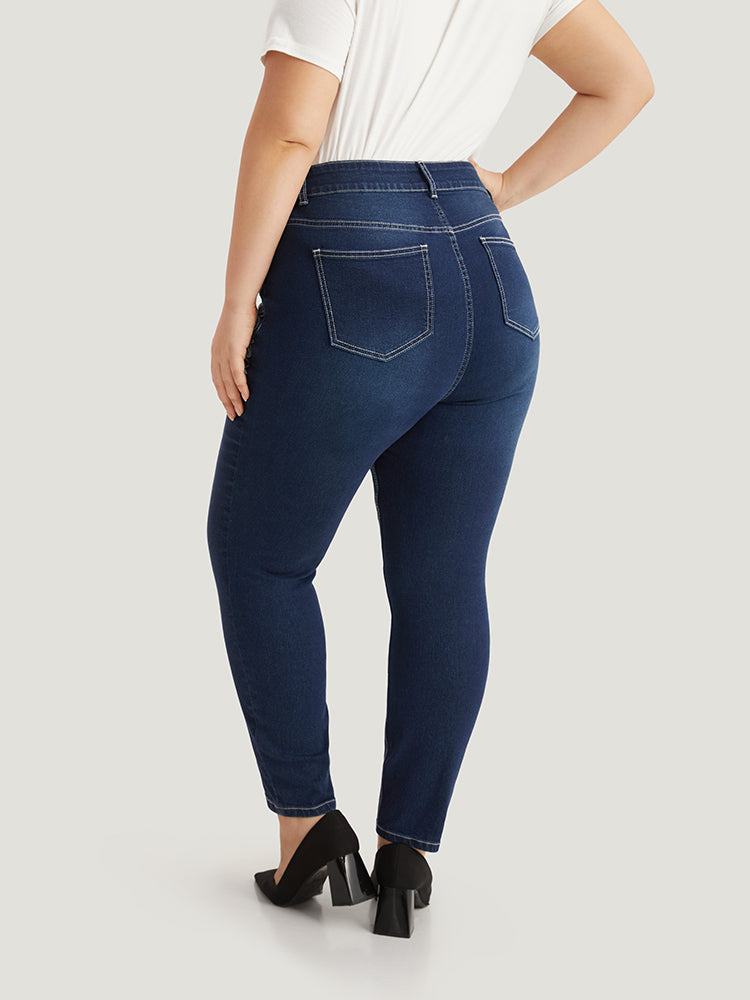 Floral Embroidered High Rise Skinny Jeans