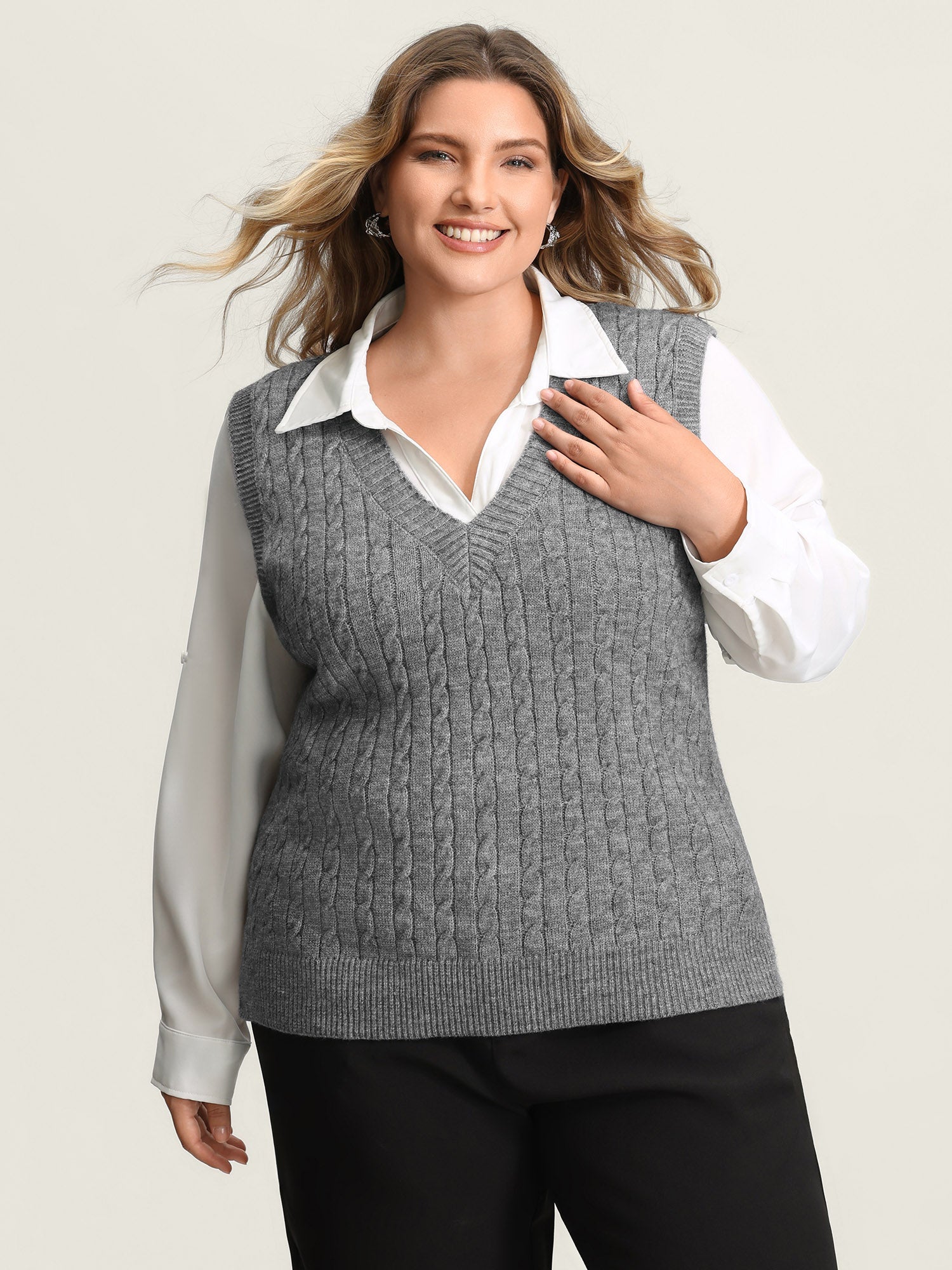 Textured V-Neck Sweater Vest