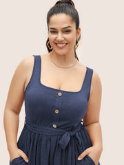 Supersoft Essentials Button Detail Belted Gathered Dress