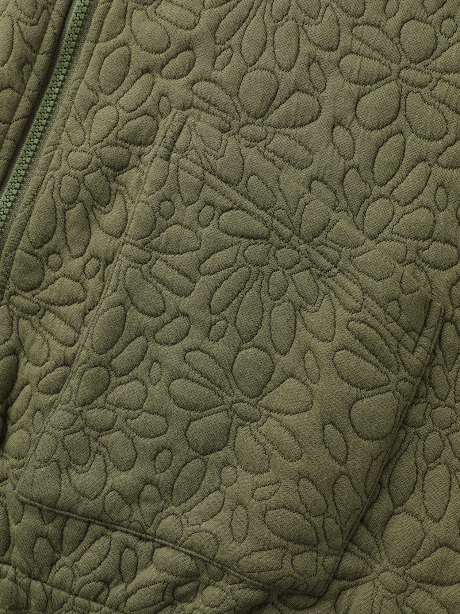 Floral Textured Zipper Front Jacket