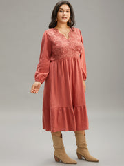 Solid Lace Panel Wrap Patchwork Dress