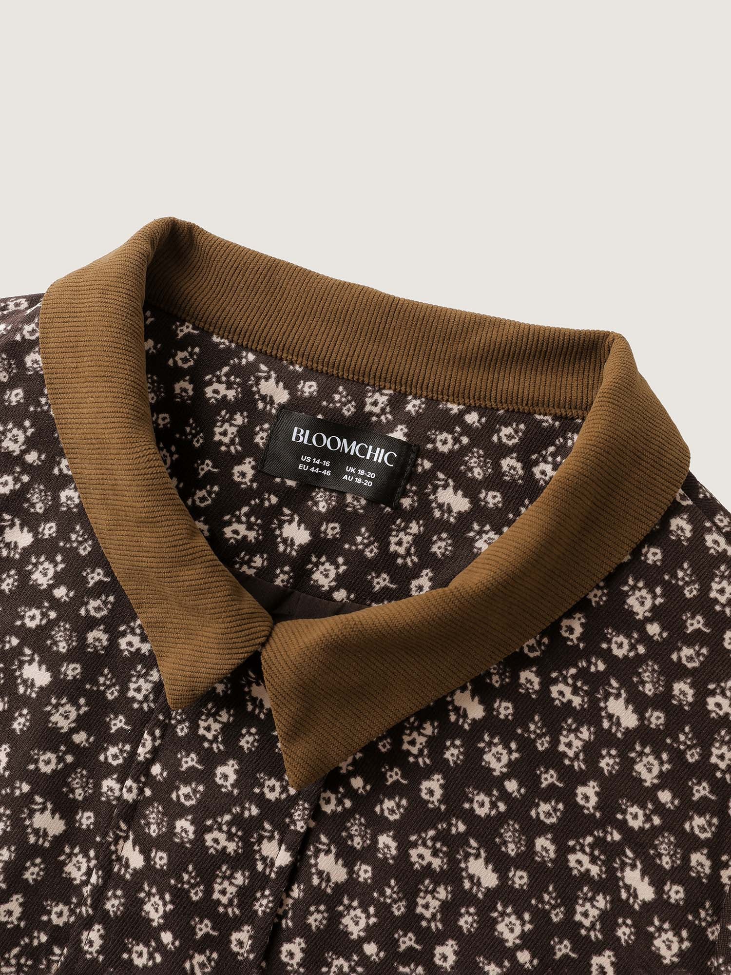 Floral Print Contrast Collar Jacket