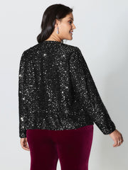 Sequin Bowtie Cropped Coat