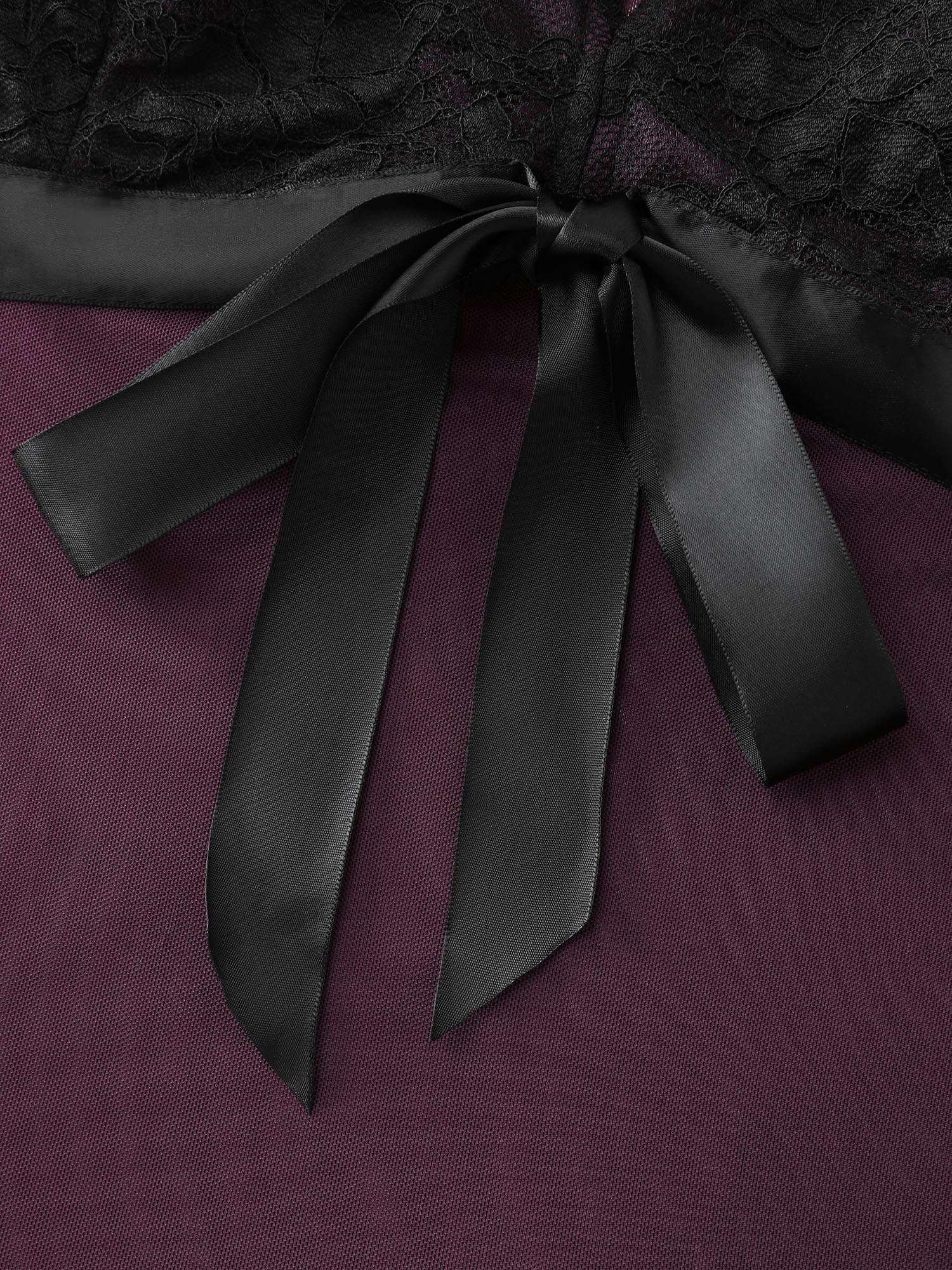 Sheer Lace Trim Bow-Tie Sleep Dress