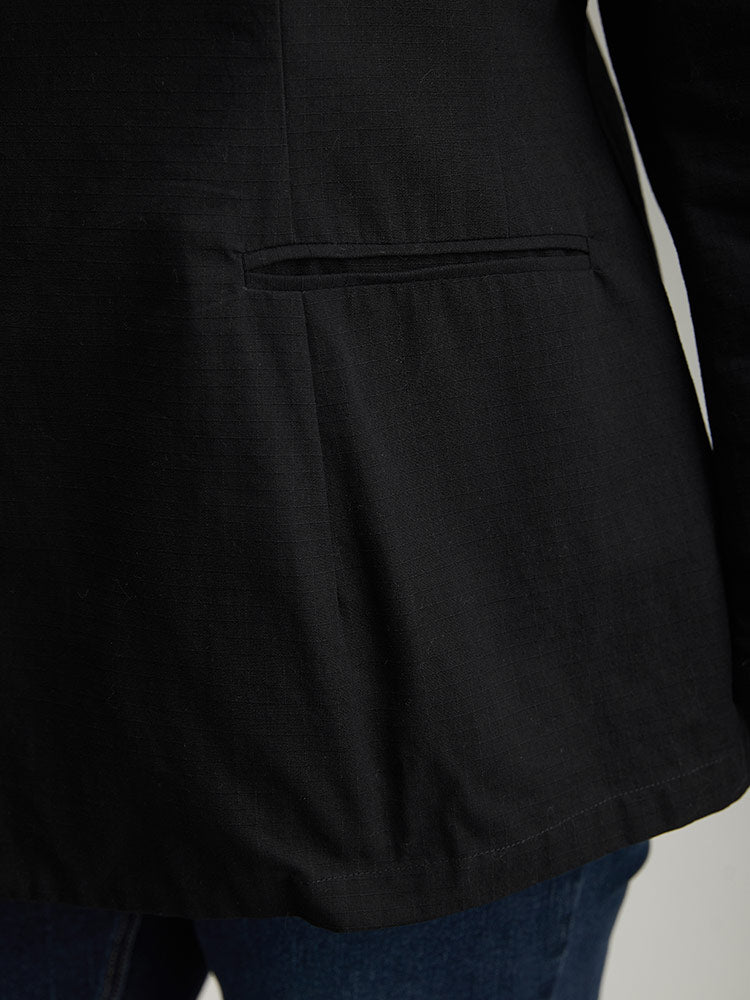 Plain Gathered Suit Collar Button Fly Blazer