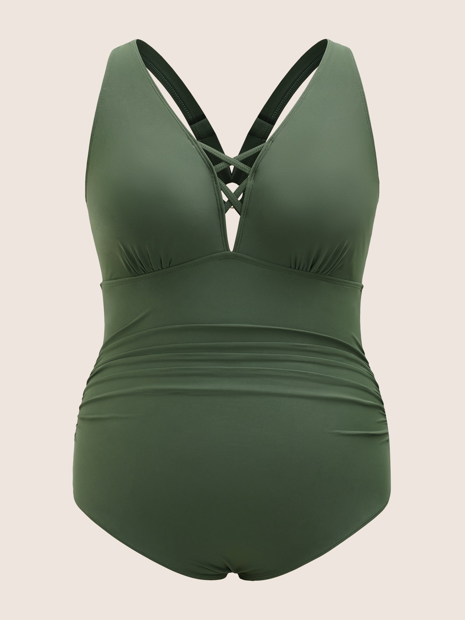 Solid Crisscross Cut Out Backless One Piece Swimsuit