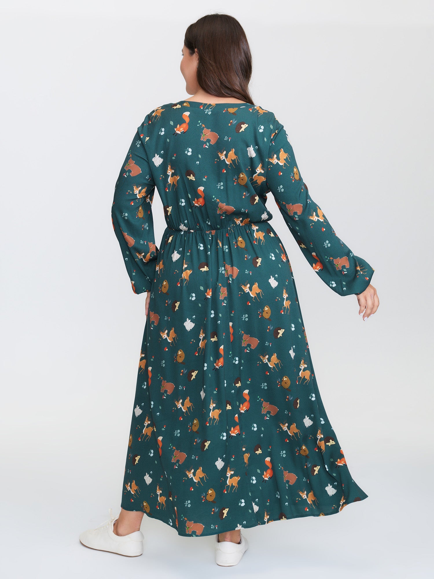 Animal Printed Cross-Tie Neckline Maxi Dress