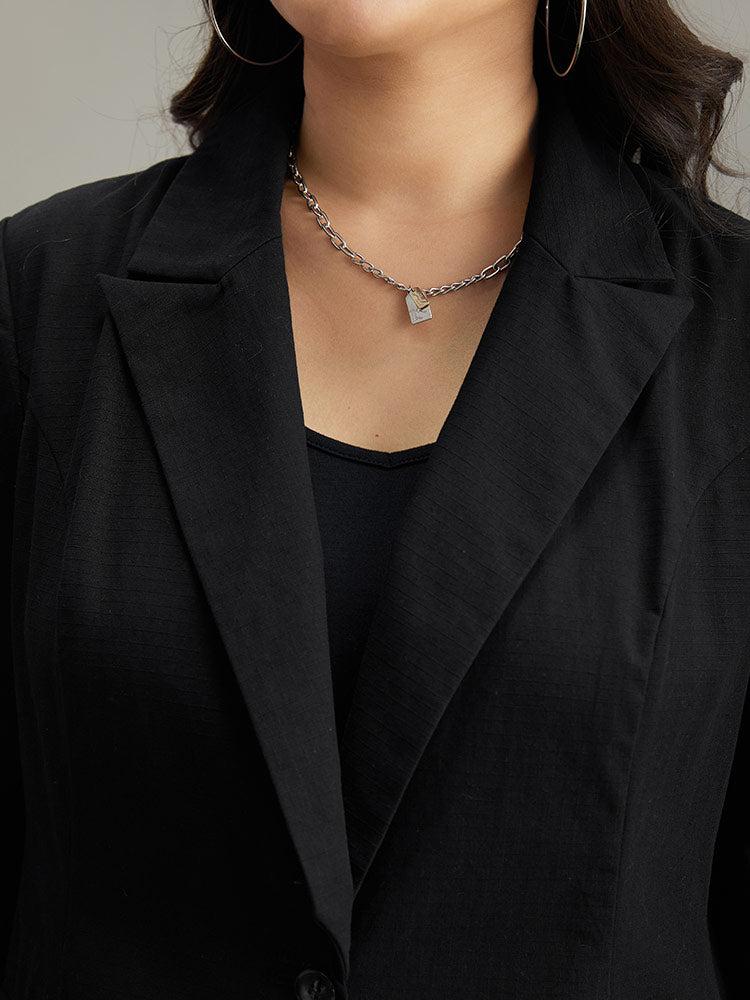 Plain Gathered Suit Collar Button Fly Blazer