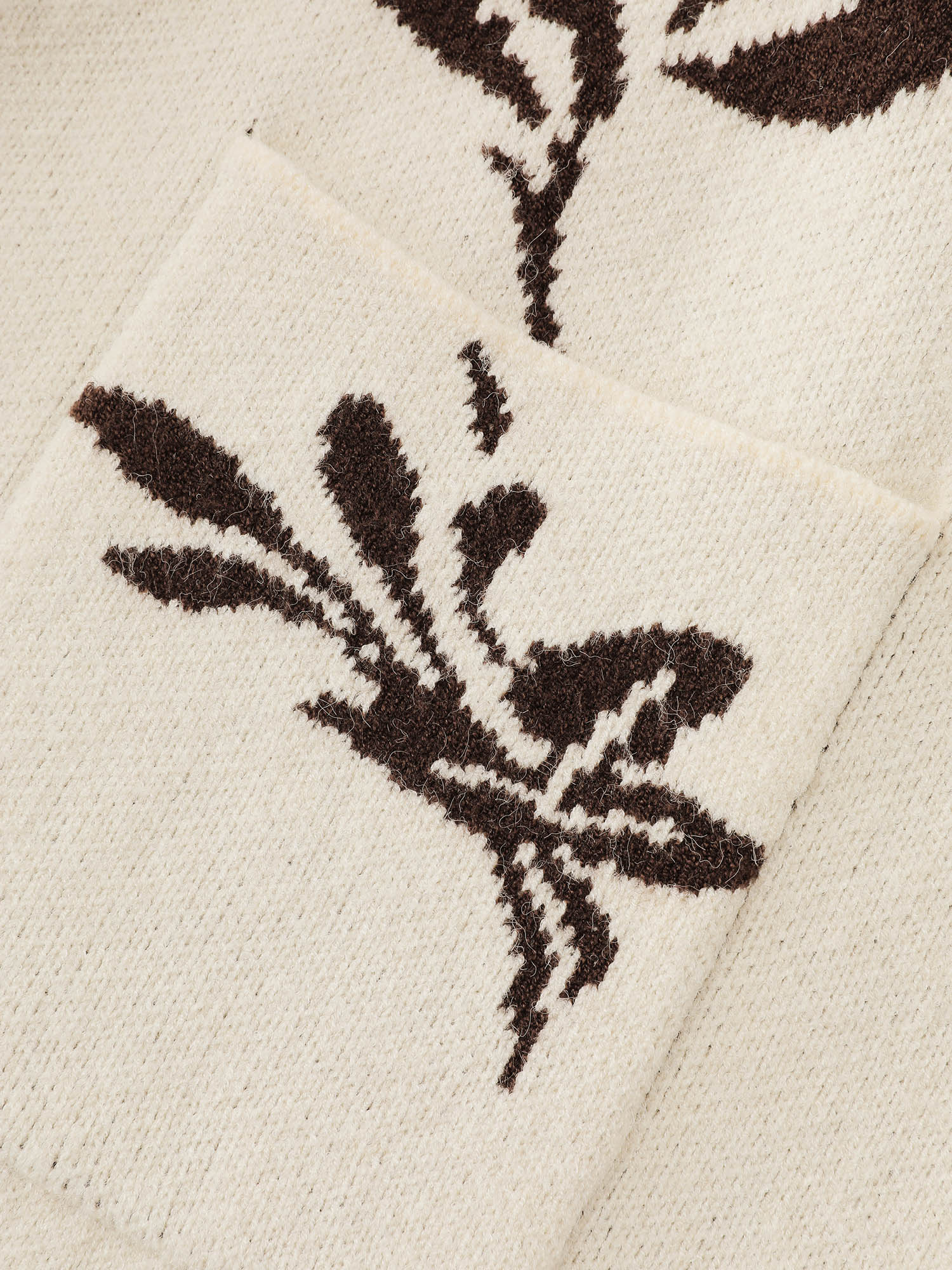 Floral Jacquard Hooded Contrast Knit Cardigan