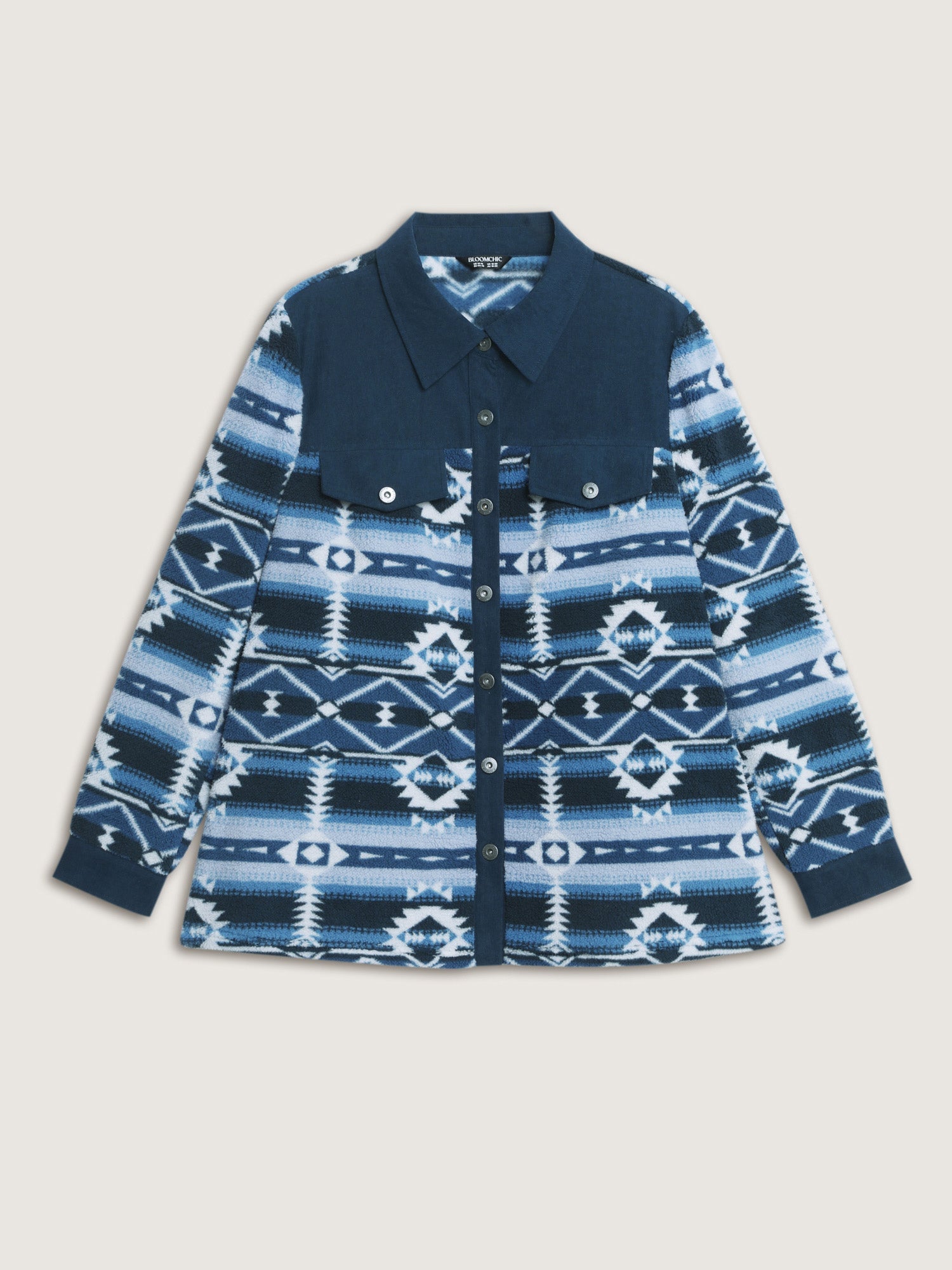Geometric Print Button Jacket