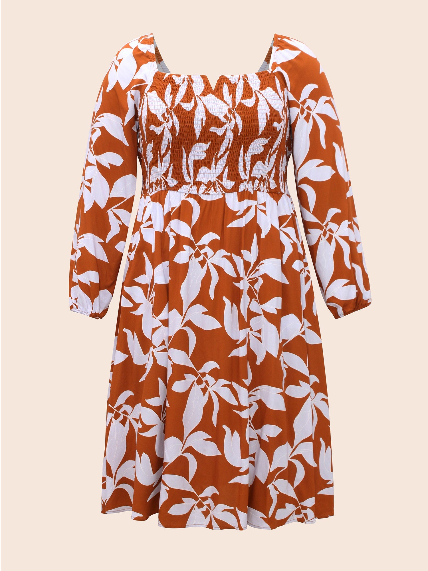 Silhouette Floral Print Shirred Midi Dress